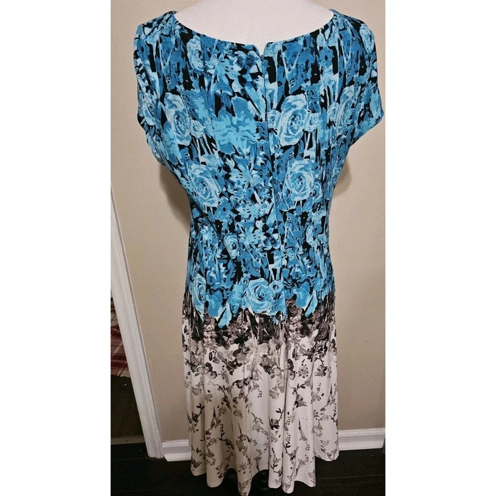 Julian Taylo Womens Midi Dress Floral  Multicolor Short Sleeve Knee-LengthSz 10
